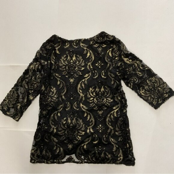 Alfani Velvet-Burnout Side-Tie Top Black Gold Glitter Wild Modern Animal… - Picture 2 of 8